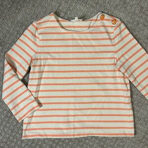 SEZANE Colette Mariniere Ecru Melon Striped Top Minimal Size XS